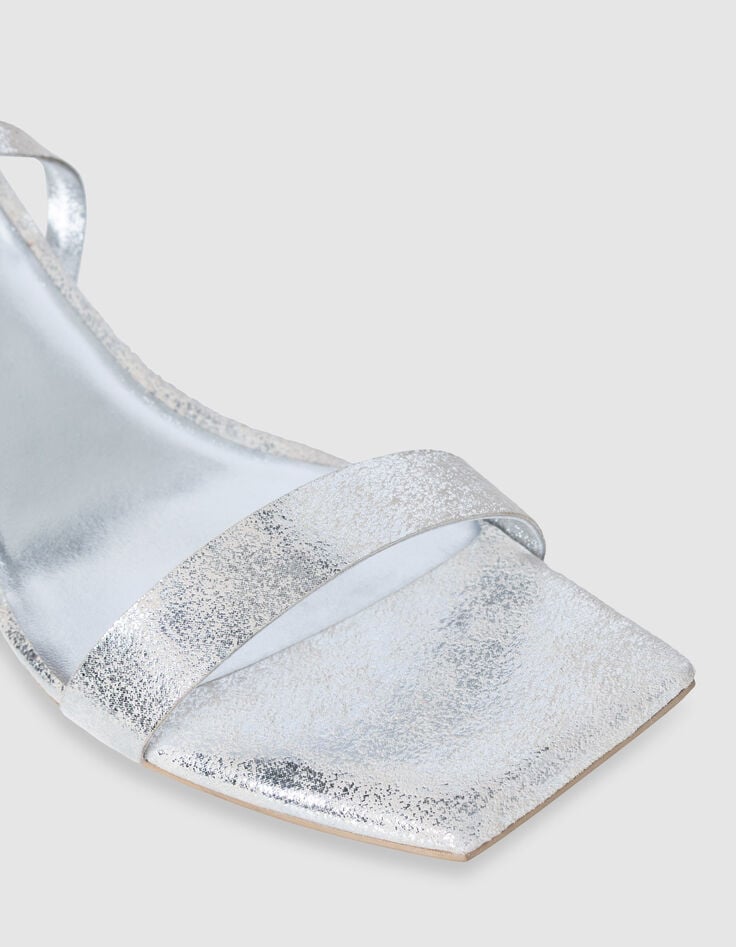 Women's gold leather heeled sandals-6