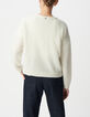 Pull écru tricot jeu de points chevron Femme-3