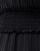 Robe longue noire plissée recyclée Femme-4