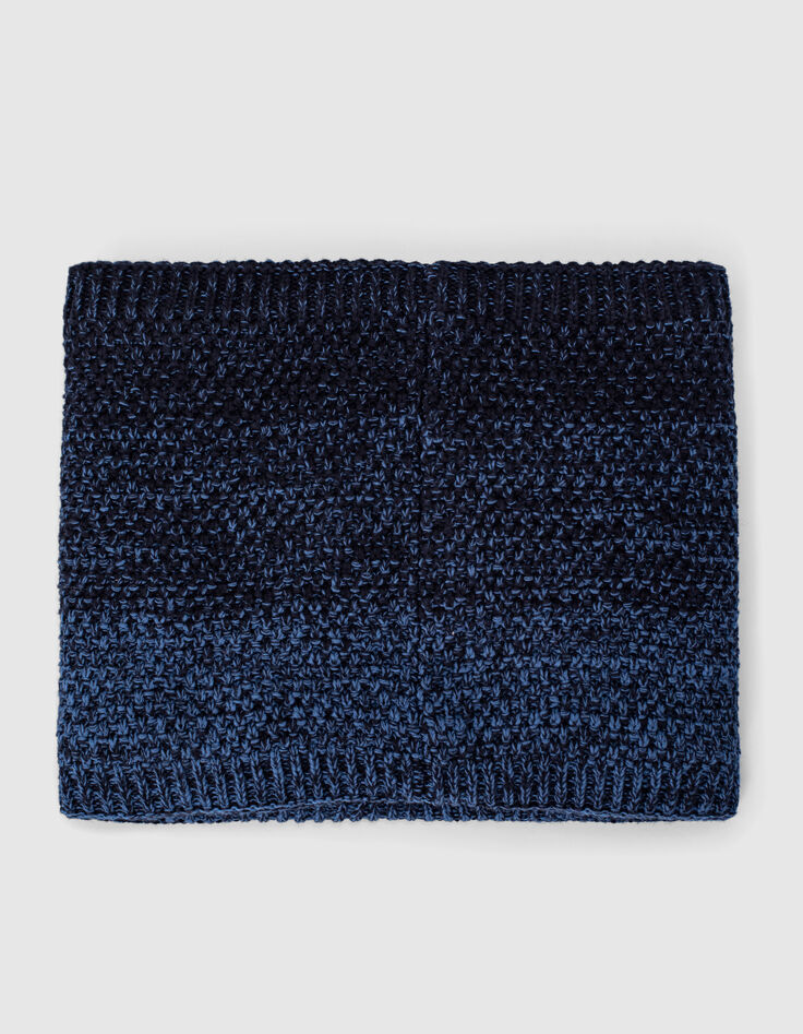 Snood bleu foncé et noir tricot deep dye garçon -2 Snood bleu foncé et noir tricot deep dye garçon -2
