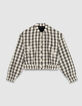 Blouson court &eacute;cru motif carreaux Femme-6
