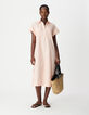 Women's pink striped midi shirt dress-1