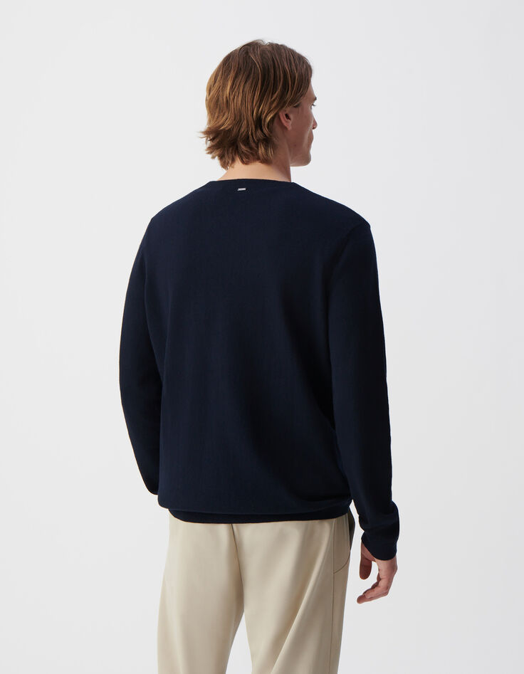 Pull marine tricot coton cachemire Homme-3