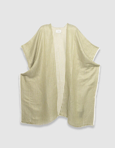Groene poncho strandstoelstrepen en franjes - IKKS