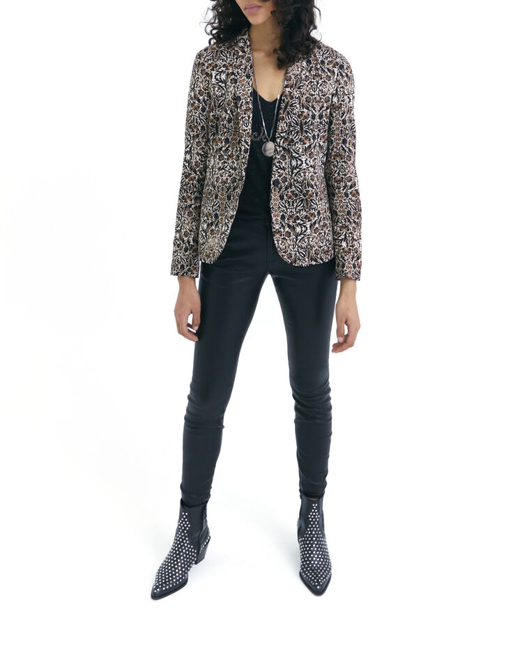 Women’s brown arabesque print suit jacket-6 Women’s brown arabesque print suit jacket-6