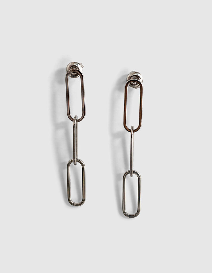 Boucles d'oreilles rock maille forçat femme-1