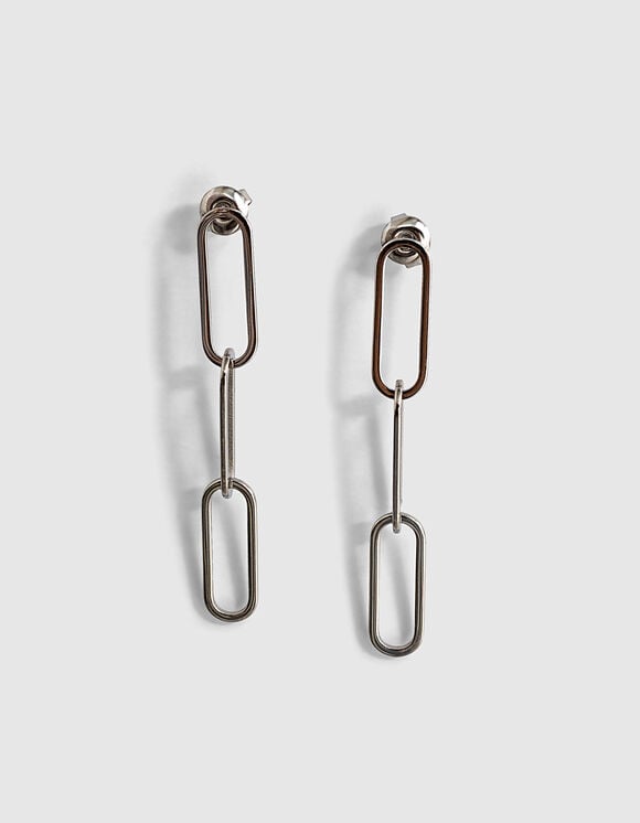 Women’s cable link chain rock earrings