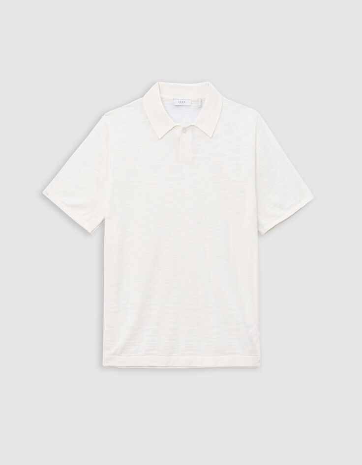 Kreidefarbenes Herrenpoloshirt aus Flammstrick-6