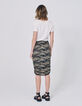 Women’s camouflage motif cotton pencil skirt -5
