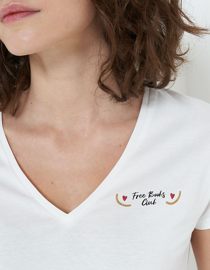 Tee-shirt blanc cassé à message I.Code-4