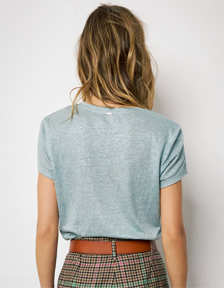 Amandel T-shirt linnen foil dames-3