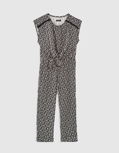 Combi longue noire Ecovero® à imprimé lys fille - IKKS