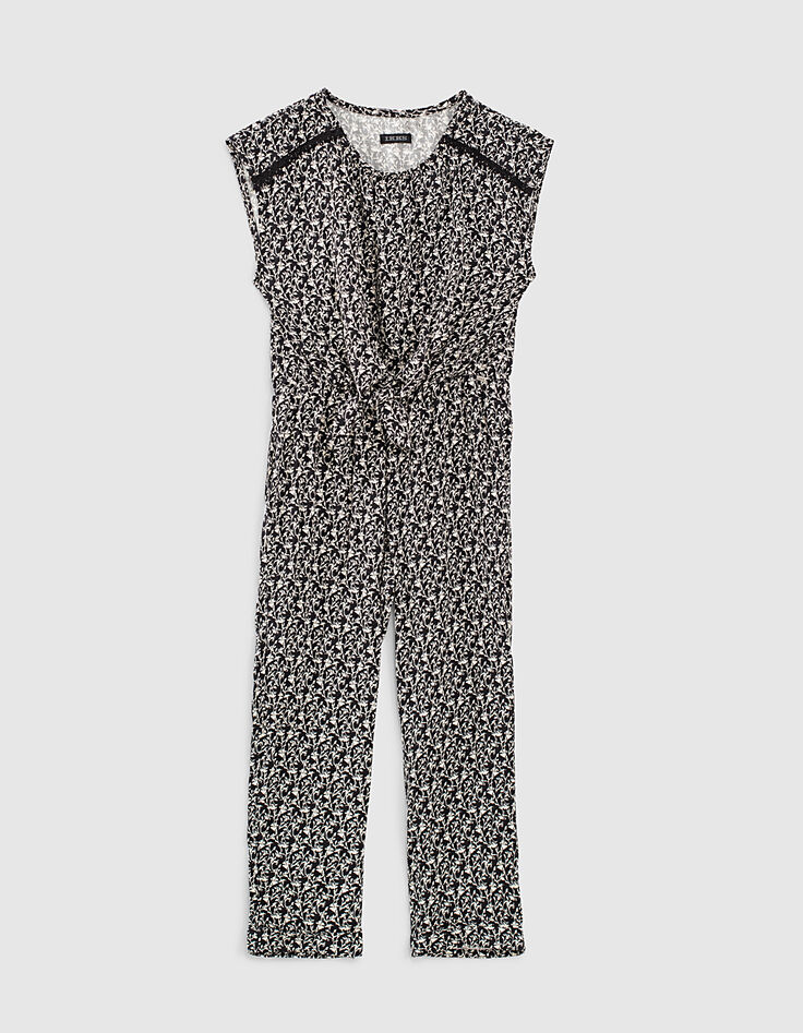 Combi longue noire Ecovero® à imprimé lys fille-1