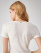Tee-shirt lin certifié blanc visuel  graphique femme-3