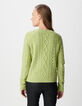 Women&rsquo;s cable knit merino wool sweater with round neck-4