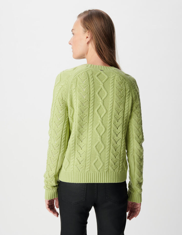 Women&rsquo;s cable knit merino wool sweater with round neck-4