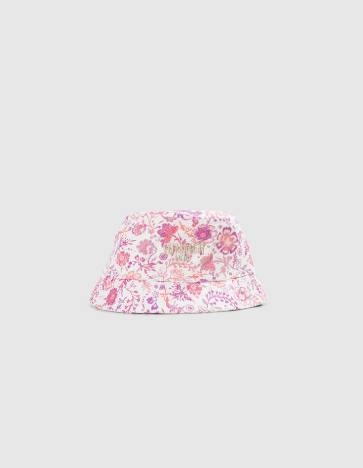 Bob lilas imprimé fleurs et broderie fille-1