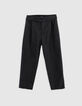 Girl's black faux-uni jewel-ribbon pants-1