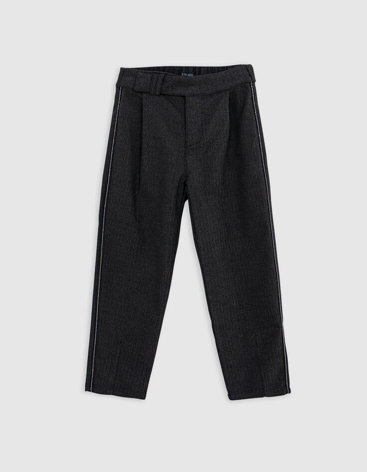 Girl's black faux-uni jewel-ribbon pants-1