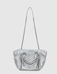 Sac cabas cuir argent LE 1440 MEDIUM SILVER matelassage chevrons femme-5