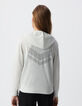 Cardigan blanc tricot pailleté motif chevrons ajouré dos Femme-3