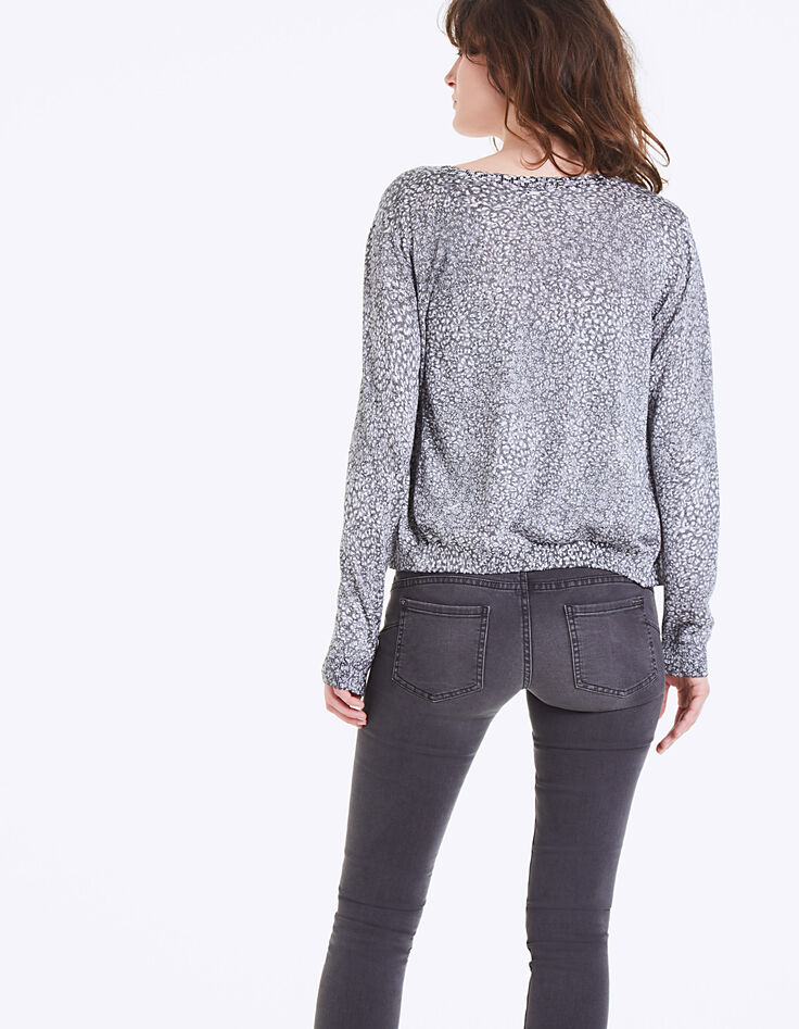 Cardigan maille tricot imprimé léopard femme-3