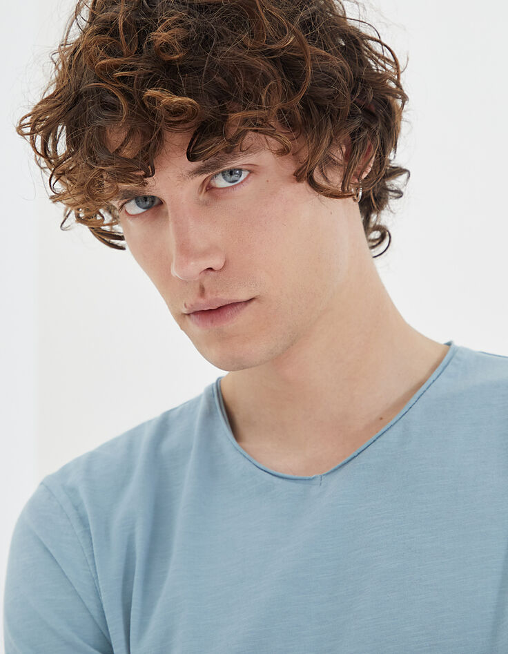 Tee-shirt L'Essentiel ice blue à col V Homme-4
