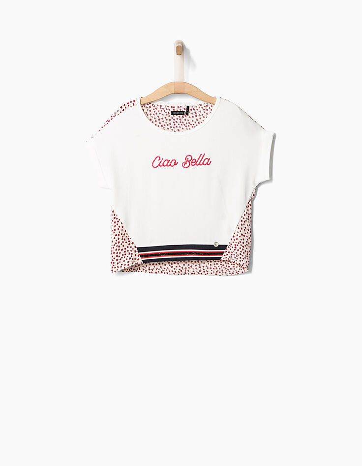 Tee-shirt blanc à dos imprimé étoiles fille-1