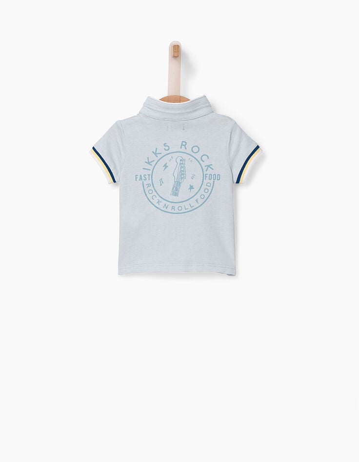 Polo bleu &agrave; col debout b&eacute;b&eacute; gar&ccedil;on-2