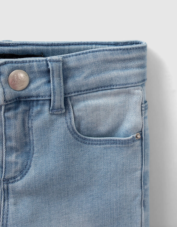 Hellblaue Skinny-Mädchenjeans mit gesticktem Gürtel-4