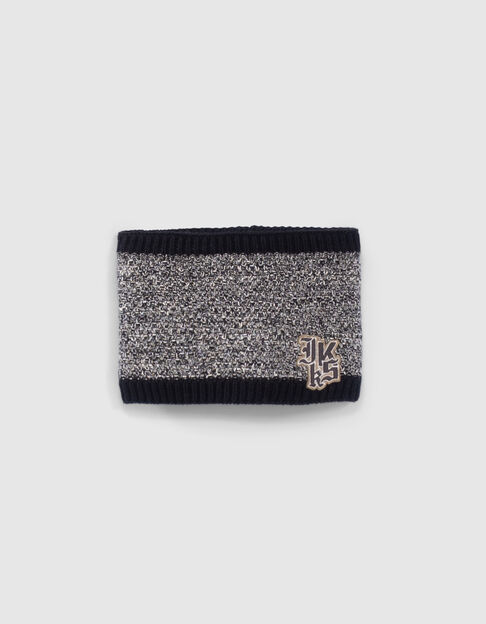 Snood noir tricot chiné badge logo bébé garçon - IKKS