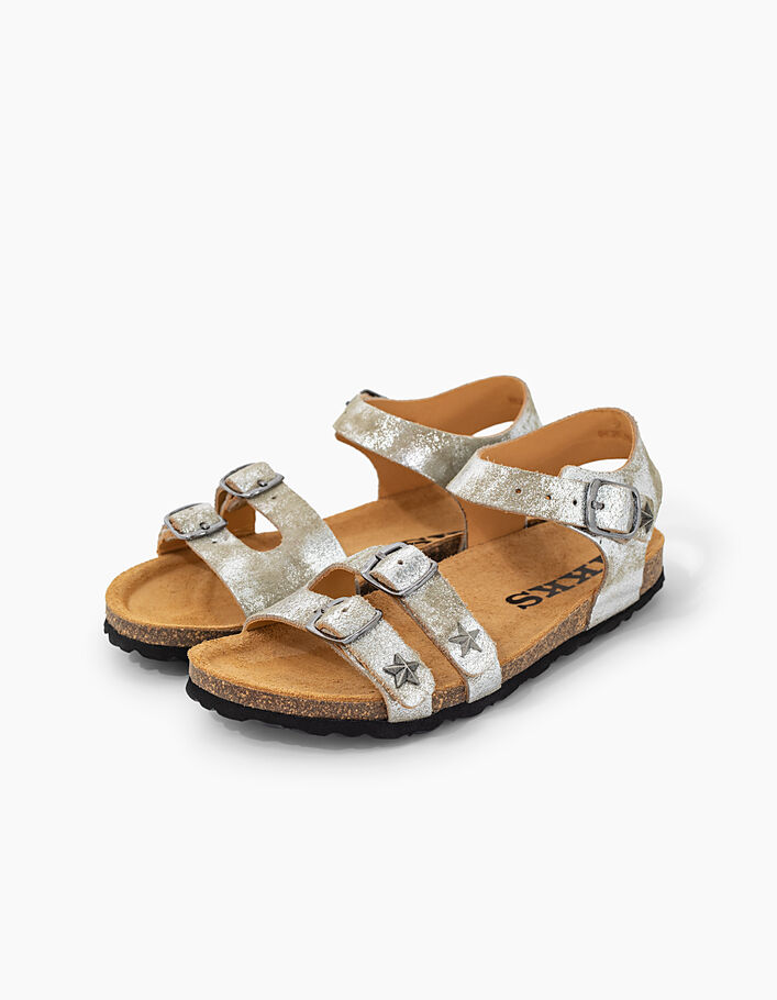 Girls’ silver suede contoured sandals - IKKS