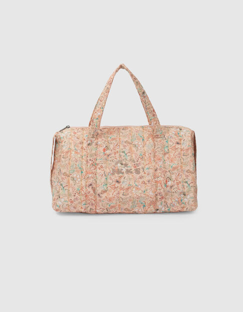Girls’ orangey weekend bag with flower print
