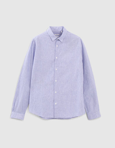 Leisteenblauw SLIM overhemd faux-uni Heren - IKKS