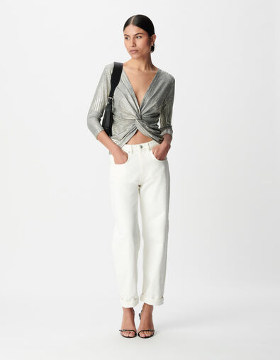 Women's rib knit tee with fixed back knot - IKKS