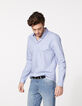 Camisa SLIM azul grisáceo con banda blanca en tira Hombre-2