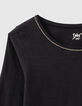 Zwart T-shirt Essentials met IKKS geborduurd voor meisjes-2
