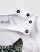 T-shirt blanc visuel lynx à lunettes bio bébé garçon -5