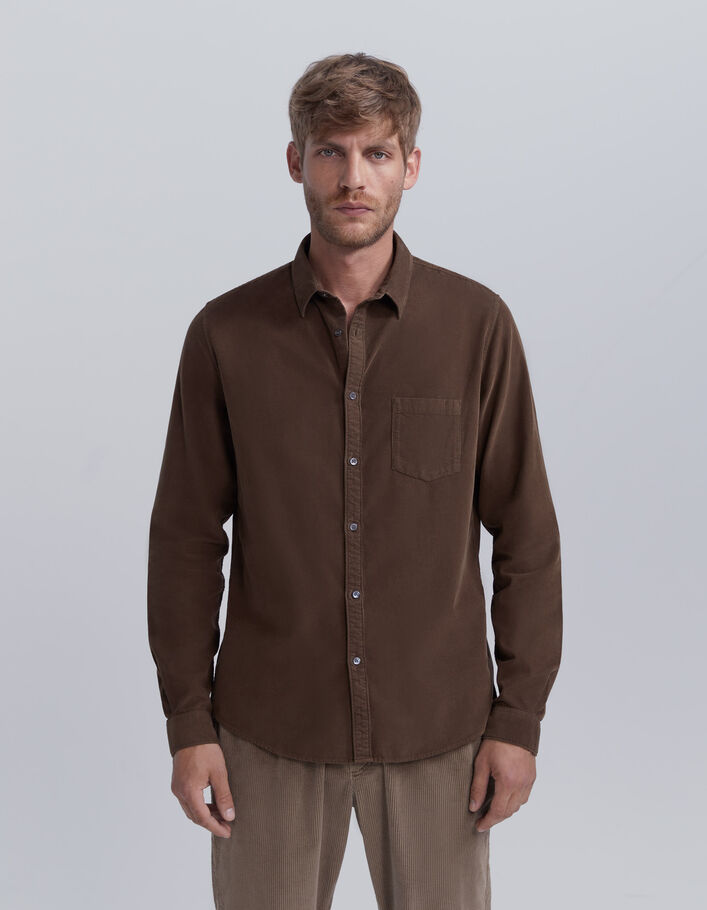 Men’s cappuccino needlecord REGULAR shirt-1