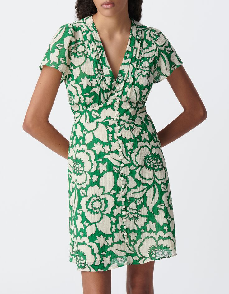 Robe verte imprim&eacute; maxi tropical Femme-2
