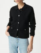 Women's black loose knit cardigan with engraved metal buttons-6