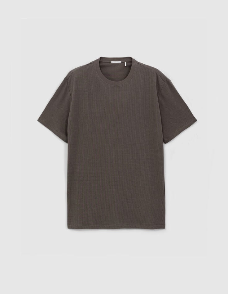 Herren-T-Shirt, khaki, Biobaumwolle, Relief-Netz-5 Herren-T-Shirt, khaki, Biobaumwolle, Relief-Netz-5