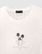 T-shirt blanc bi-mati&egrave;re dos dentelle fille-2