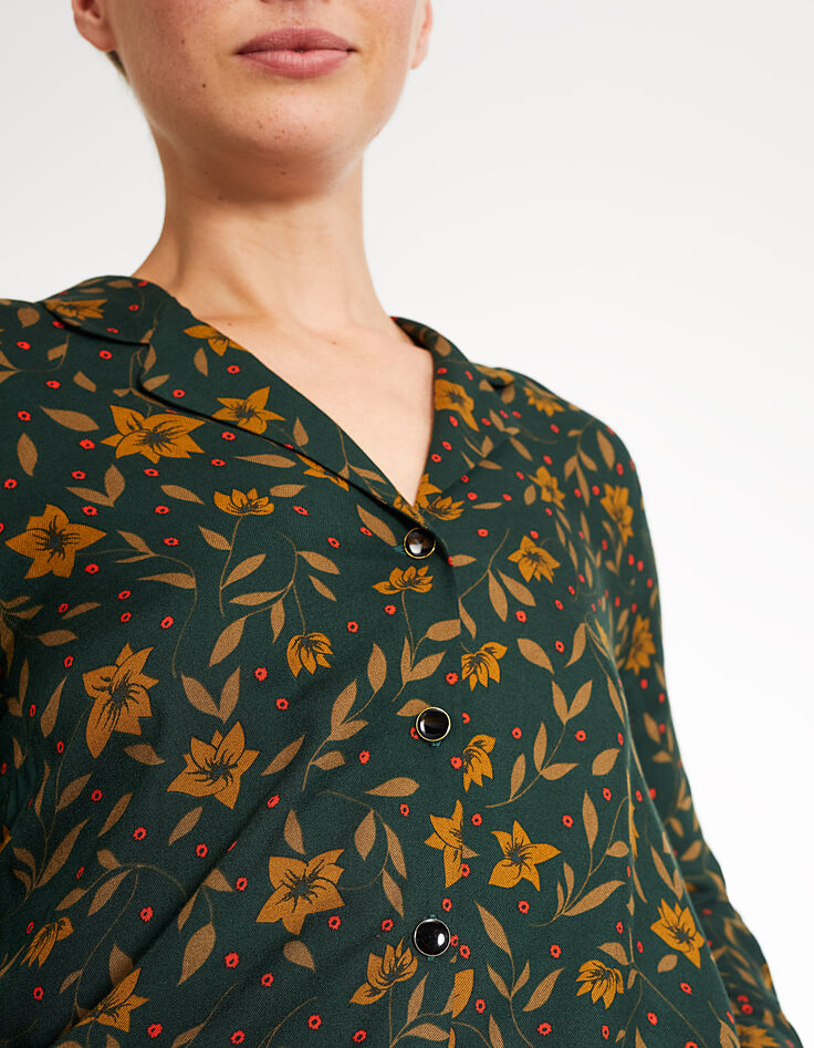 I.Code pinegreen Fleurs Rock print shirt-4