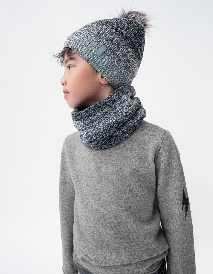 Grauer Jungenstrickpullover aus Wolle und Kaschmir-1