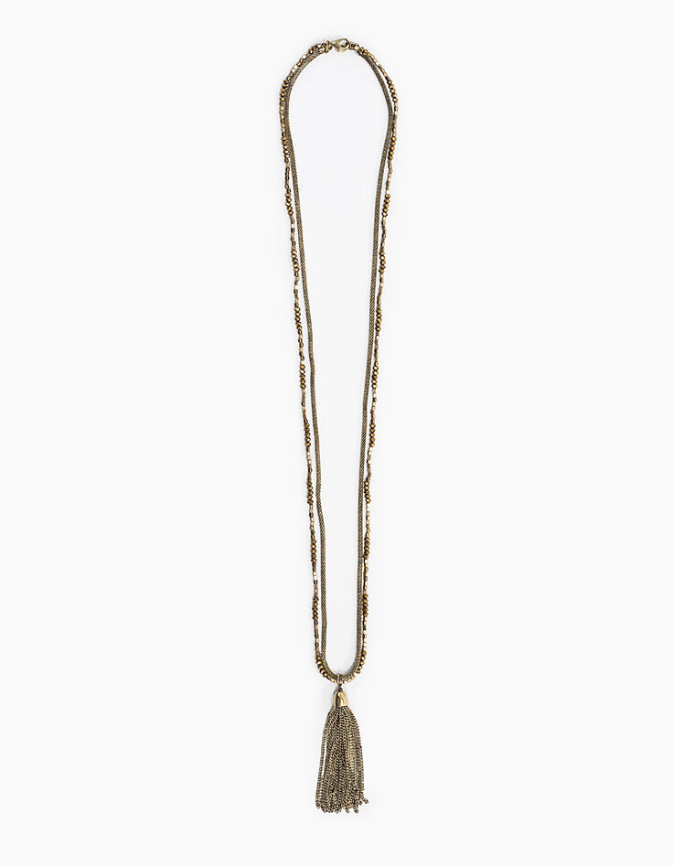 Long gold tassel necklace-1 Long gold tassel necklace-1