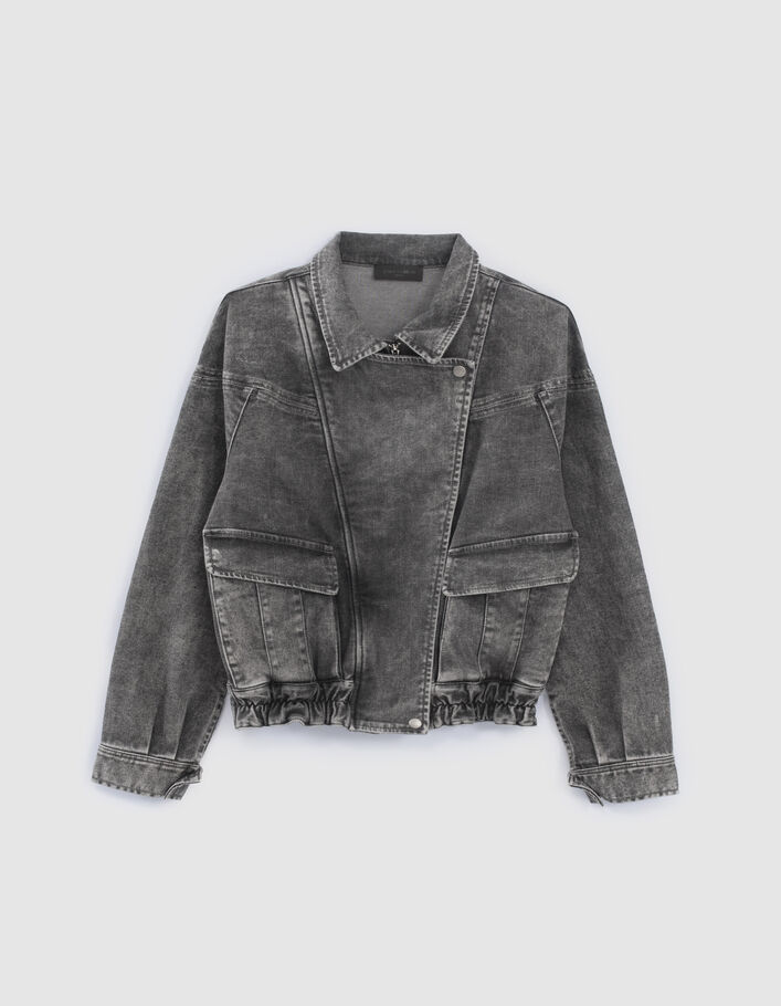 Pure Edition – Women’s grey denim biker-style jacket - IKKS
