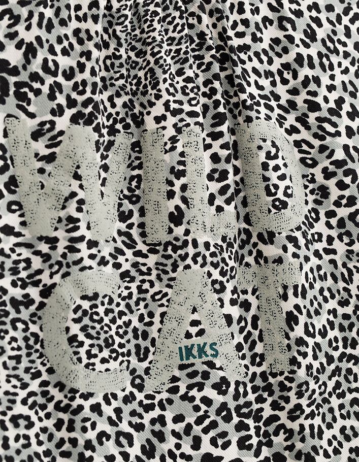 Cremeweißes Mädchenshirt, Leoprint und Wild Cat-Stickerei - IKKS