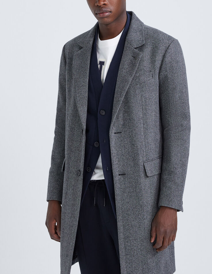 Men’s charcoal semi-plain coat-2