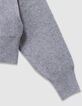 Pull à capuche gris maille à message fille-5